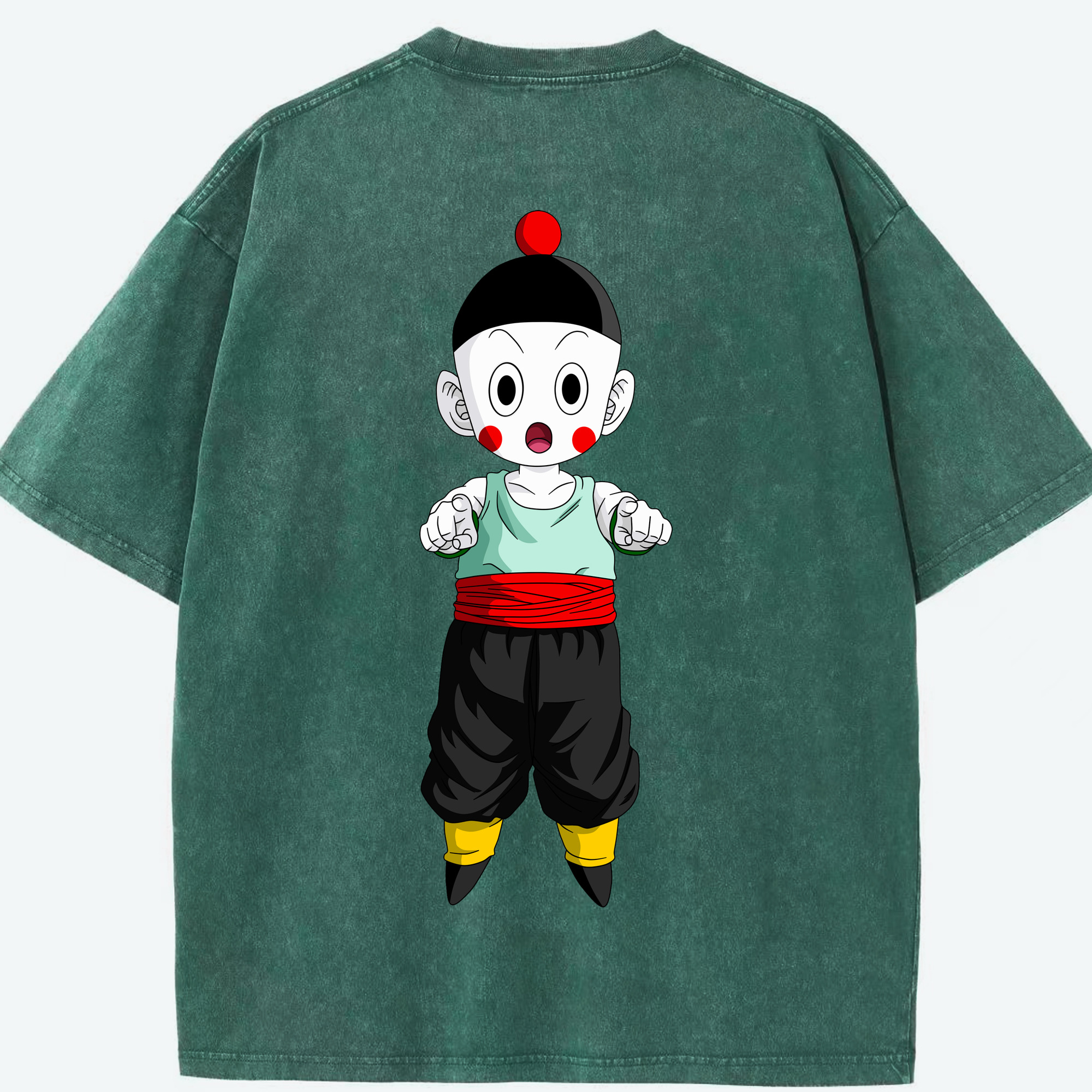 （画像用） ドラゴンボール 餃子（チャオズ）DRAGON BALL Chaoz 綿100% ヴィンテージ風 半袖Tシャツ（背面プリント）